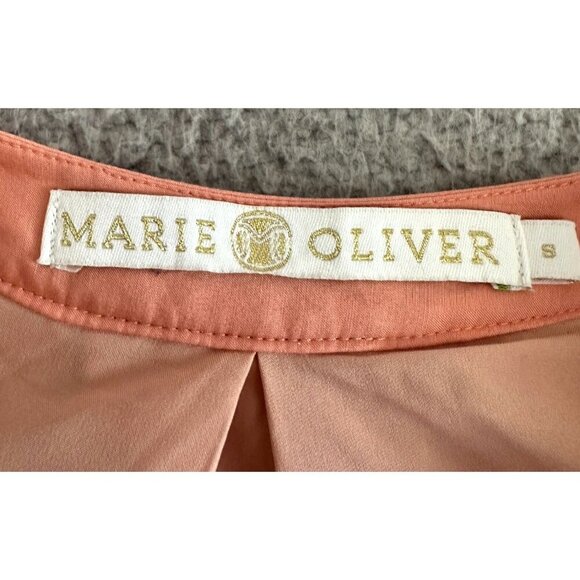 MARIE OLIVER Silk Blend Dress Eyelet Puff Sleeve Peach Pink - Picture 6 of 16